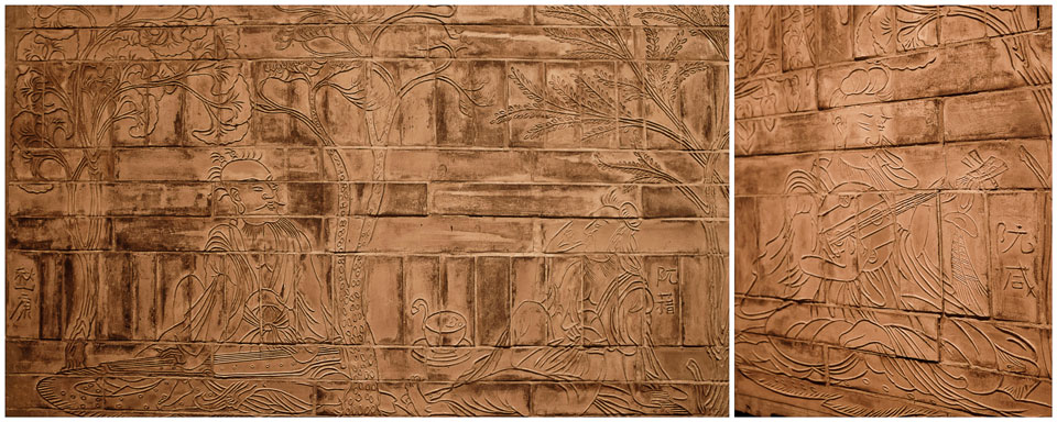 Zu seinen berühmtesten Exponaten zählt das 1960 entdeckte Ziegelbildwerk “Sieben Weise im Bambushain aus der Zeit der Nan-Dynastien.